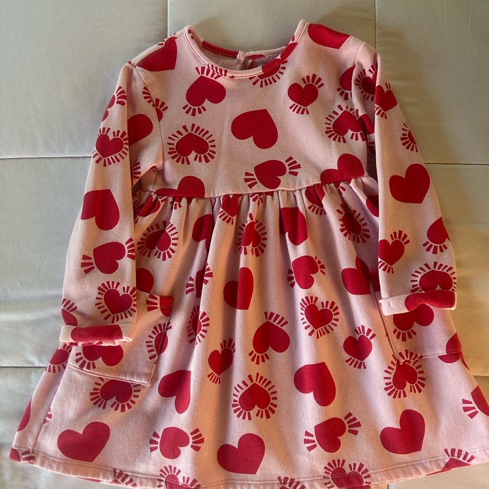 Pink and Red Heart Patterned Dress